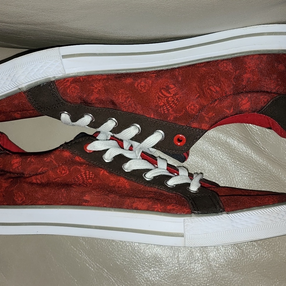 Ed Hardy Men's Red Jet Patterned Sneakers Size 11 Preowned - Picture 5 of 12